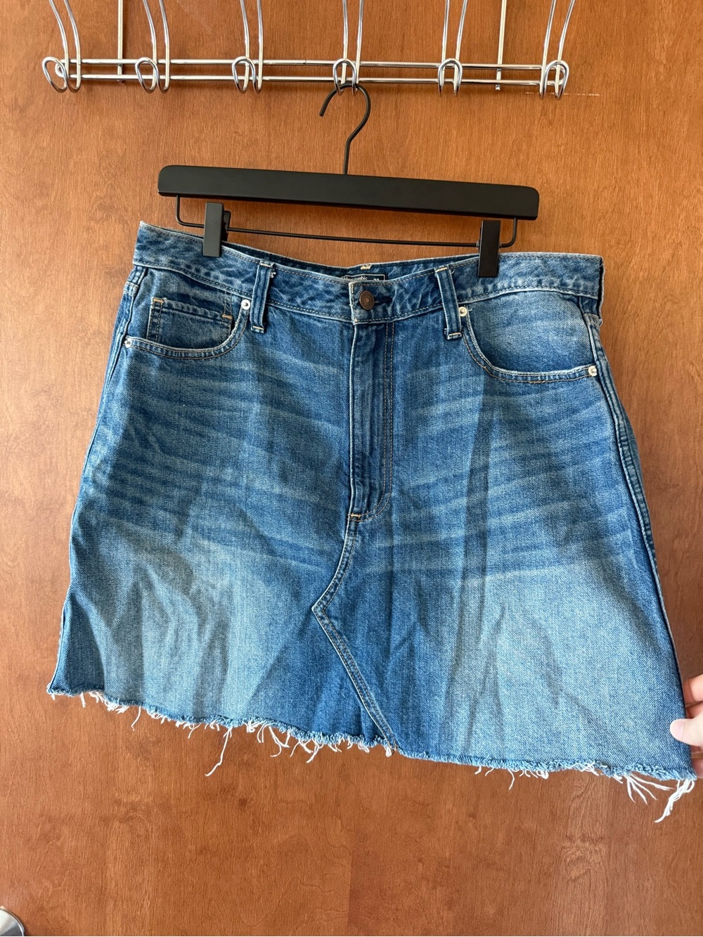 Abercrombie & Fitch Denim Mini Skirt Raw Hem Size 32